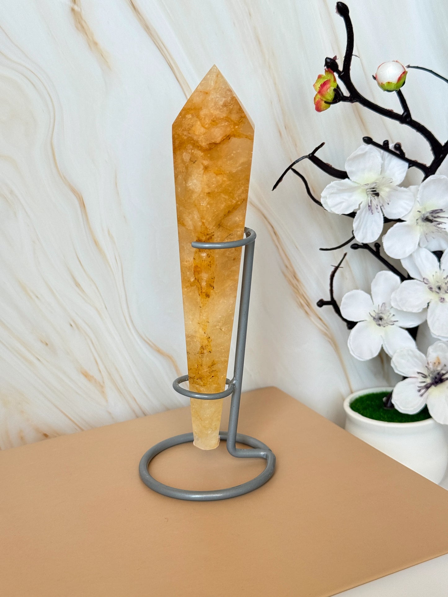 Golden Healer Quartz Wand | Natural Polished Point | China | 16cm