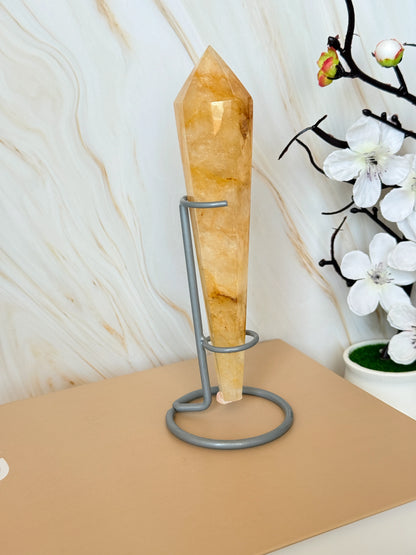Golden Healer Quartz Wand | Natural Polished Point | China | 16cm