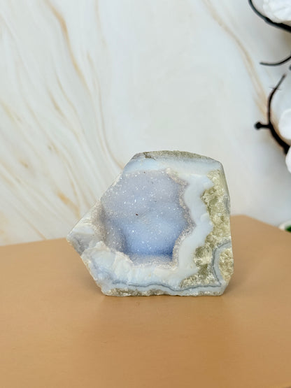 Raw Blue Lace Agate Druzy Specimen | Natural Geode | Madagascar | Multiple Available
