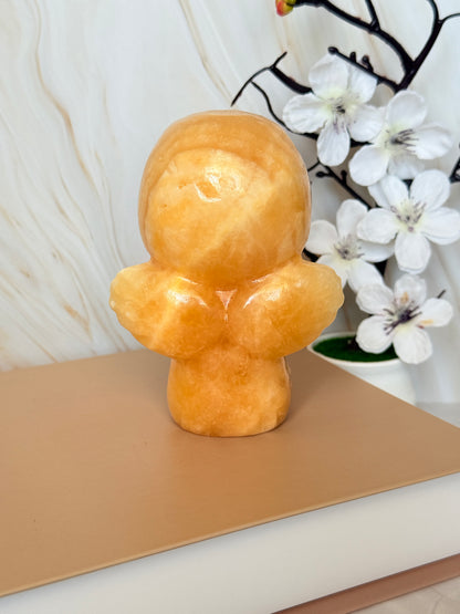 Carved Yellow Calcite Cherub | Crystal Angel for Joy & Abundance | 11cm