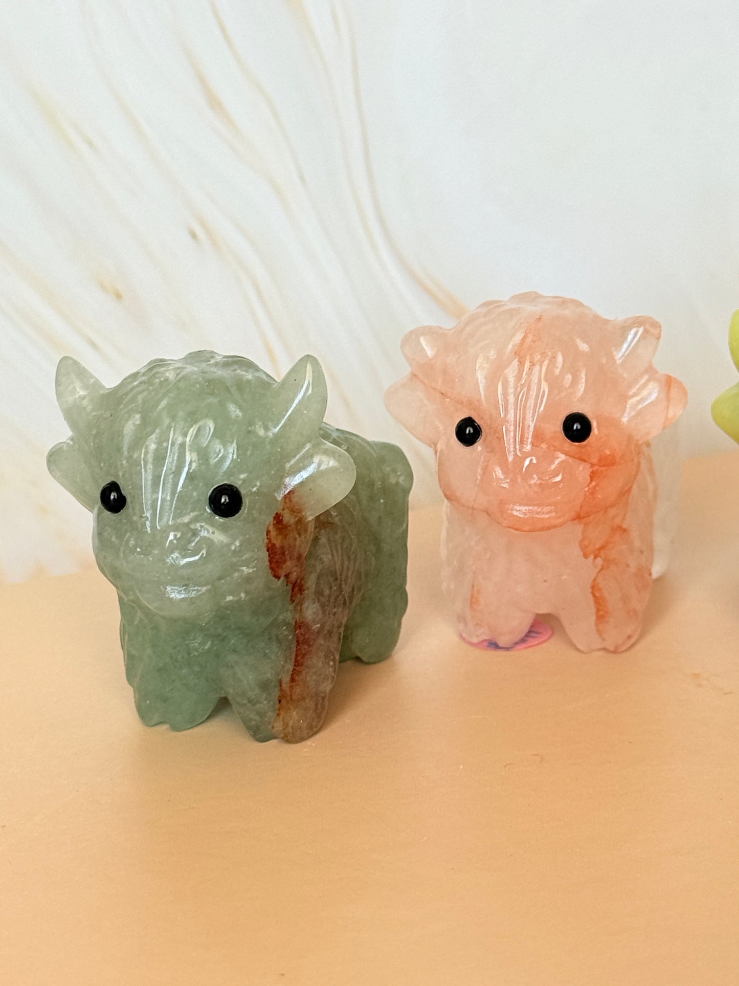 Crystal Highland Cow Carving | Natural Gemstone | 6cm | Multiple Stones