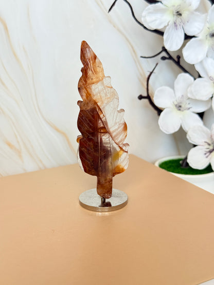 Crystal Feather Carving on Stand | Natural Gemstone | 9cm | Choose Your Stone
