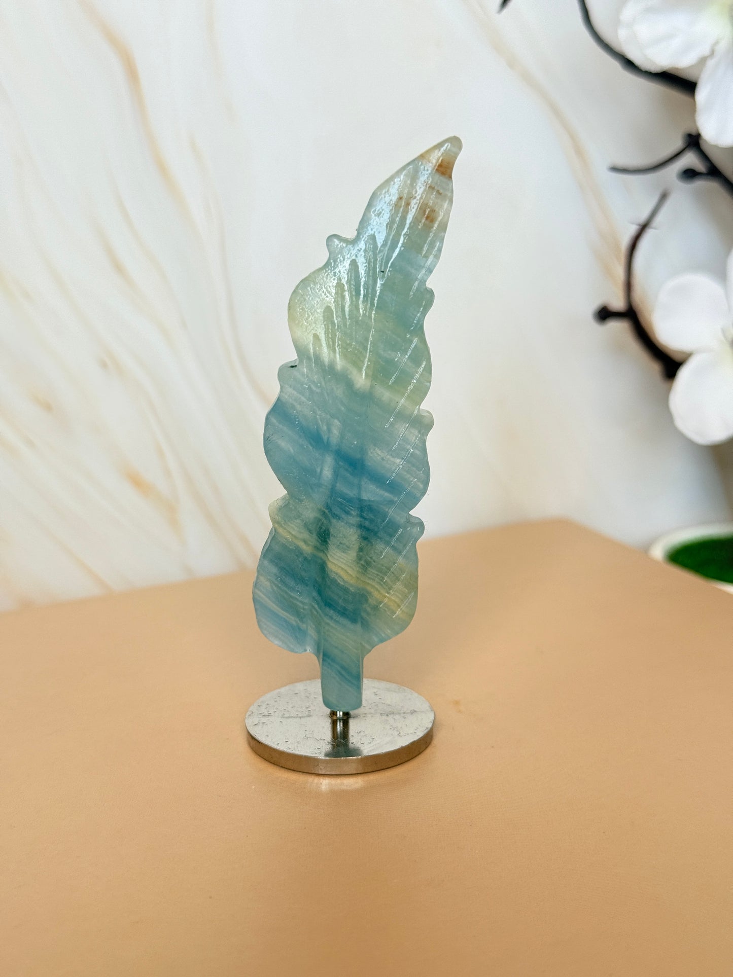Crystal Feather Carving on Stand | Natural Gemstone | 9cm | Choose Your Stone