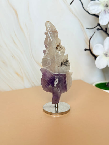 Crystal Feather Carving on Stand | Natural Gemstone | 9cm | Choose Your Stone