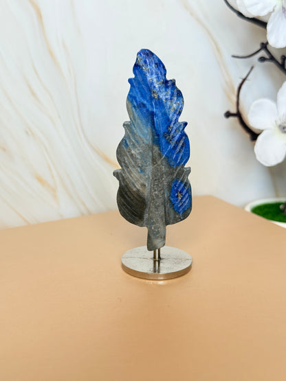 Crystal Feather Carving on Stand | Natural Gemstone | 9cm | Choose Your Stone