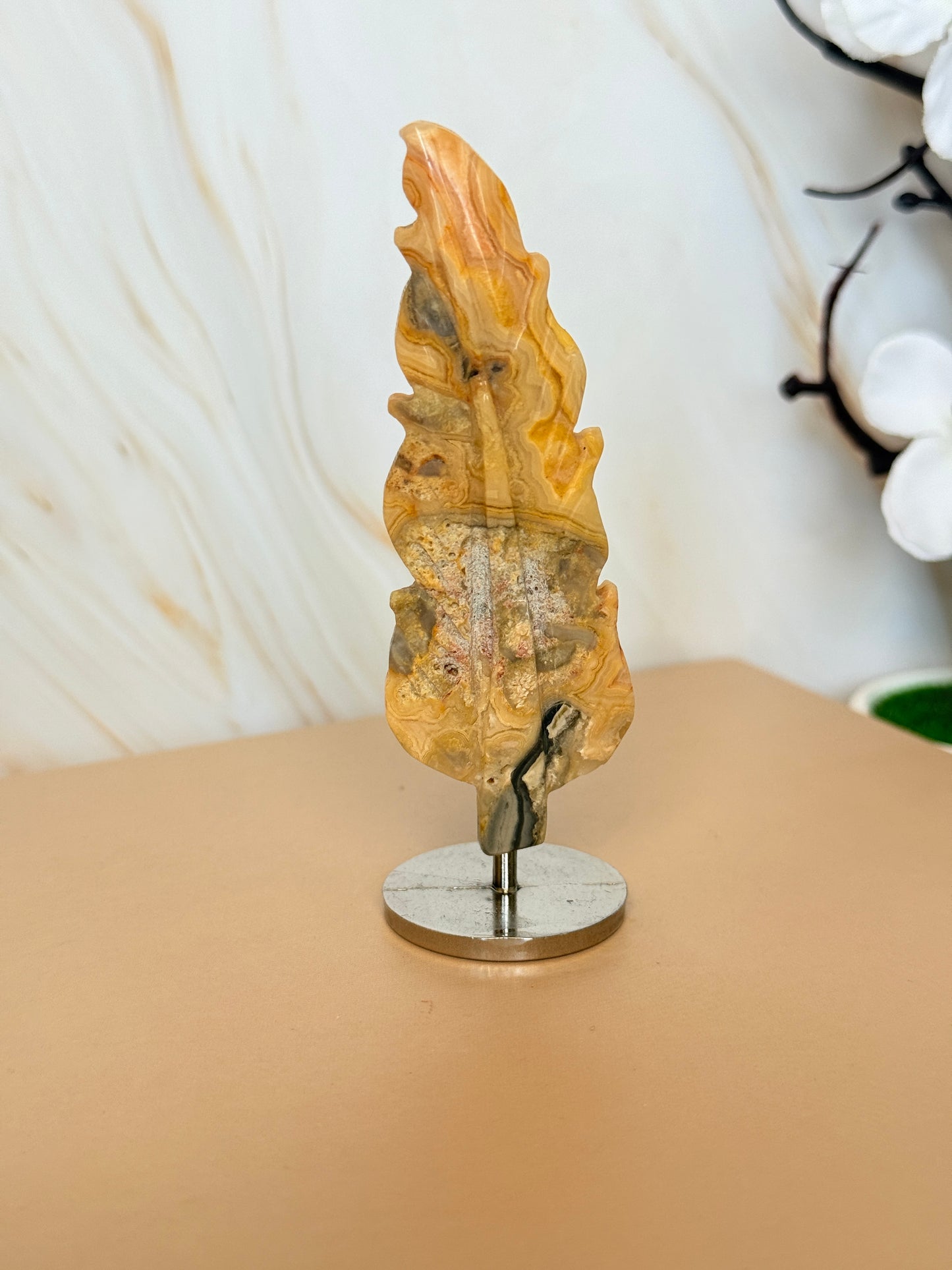 Crystal Feather Carving on Stand | Natural Gemstone | 9cm | Choose Your Stone
