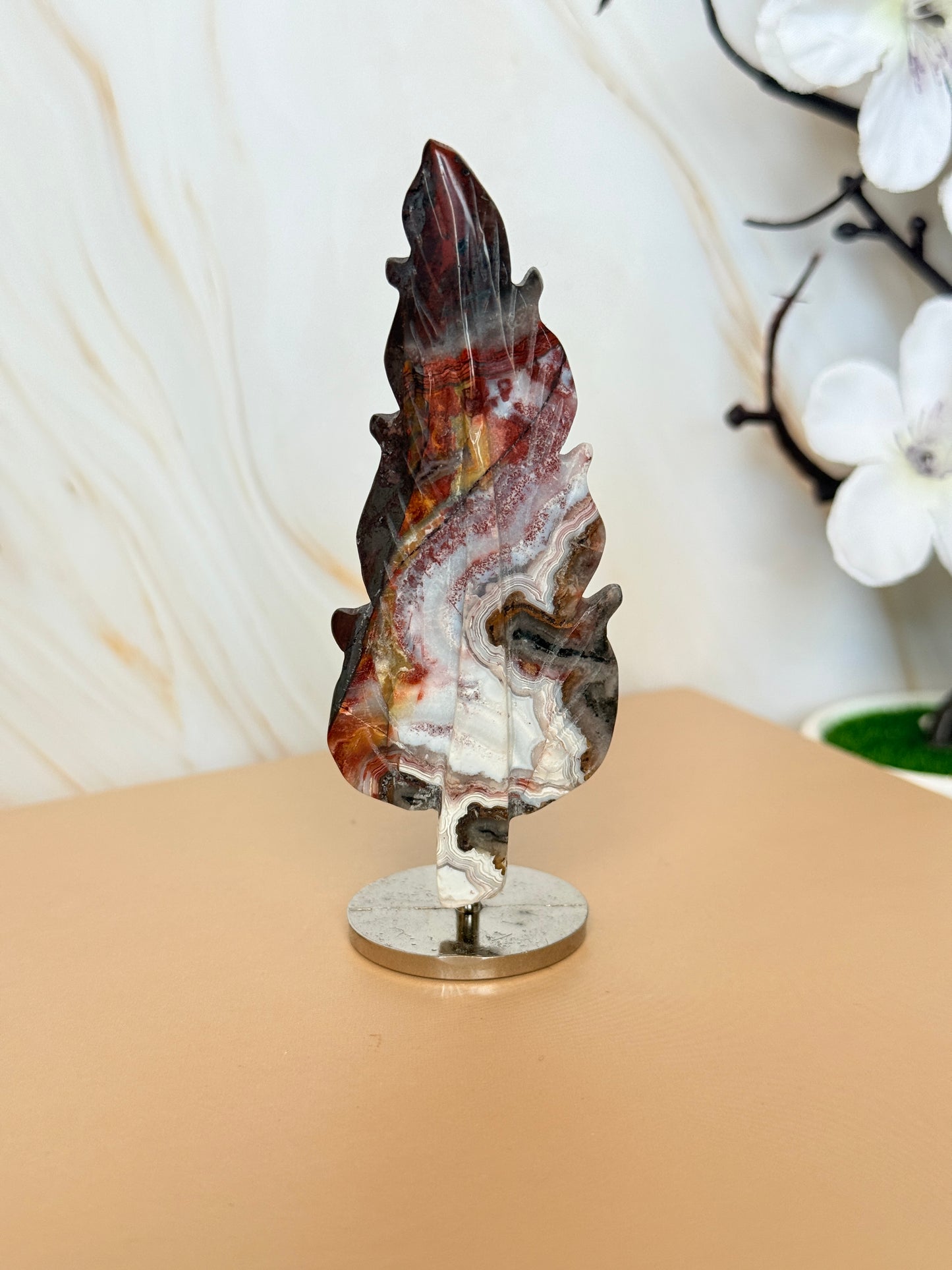 Crystal Feather Carving on Stand | Natural Gemstone | 9cm | Choose Your Stone