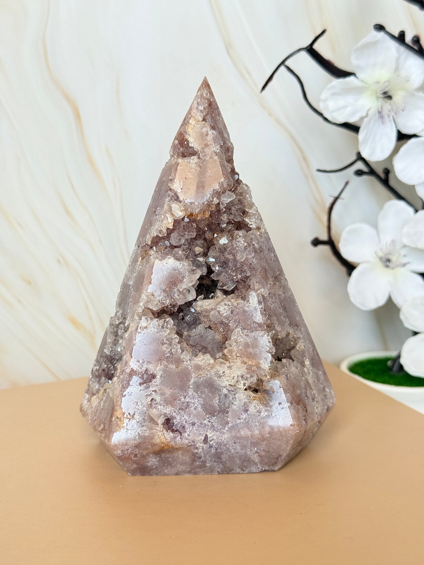 Pink Amethyst Druzy Pyramid | Natural Crystal Point | Brazil | 12.5cm