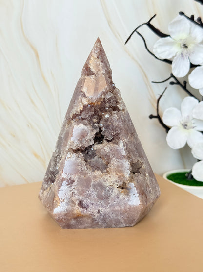Pink Amethyst Druzy Pyramid | Natural Crystal Point | Brazil | 12.5cm