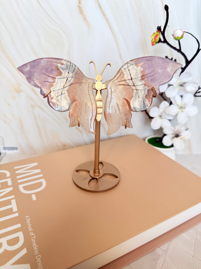 Crystal Butterfly Wings Sculpture | Amethyst Agate | Transformation & Beauty