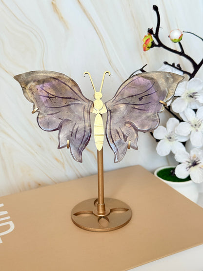 Crystal Butterfly Wings Sculpture | Amethyst Agate | Transformation & Beauty