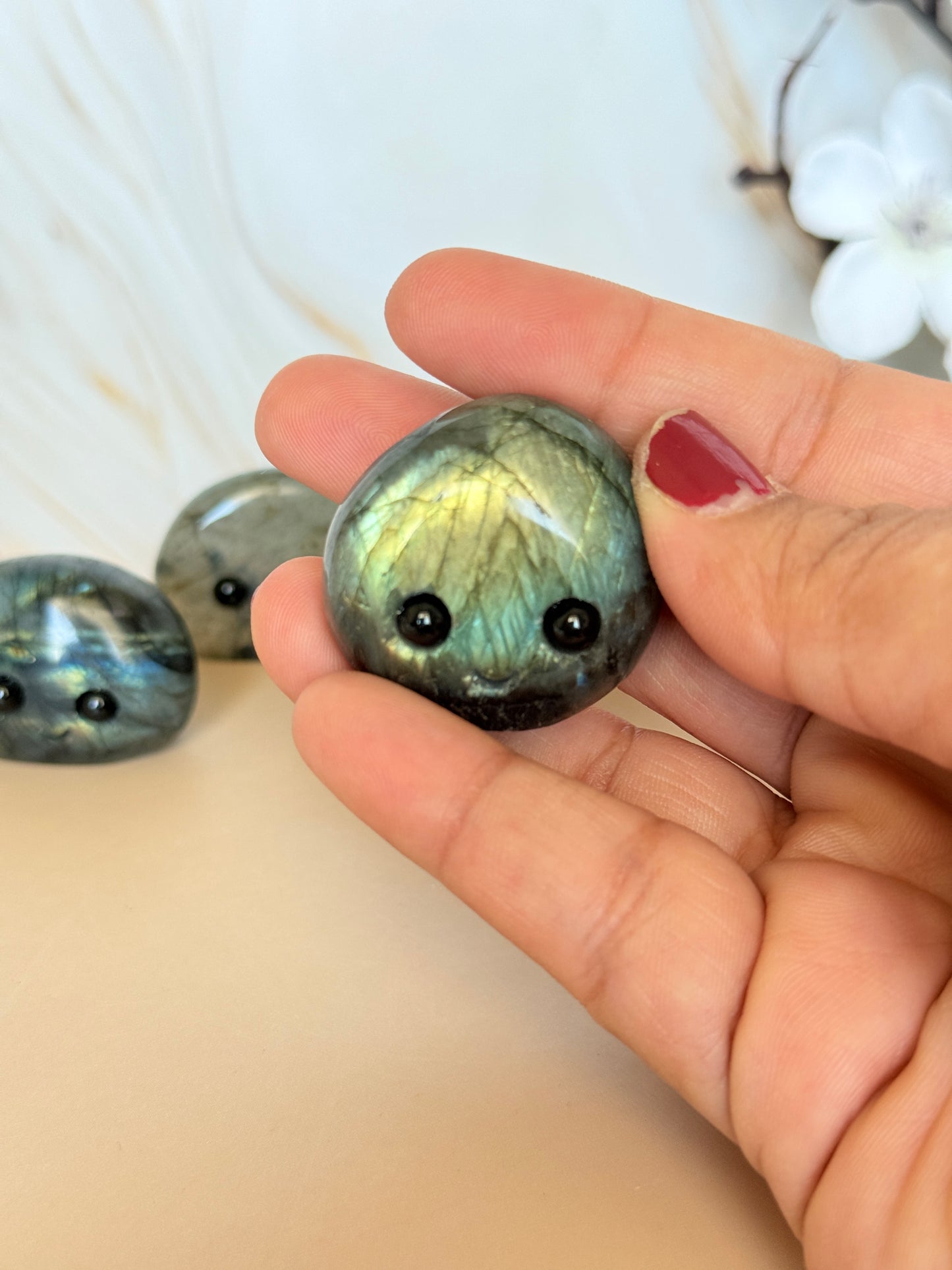 Cute Labradorite Pocket Stone | Smiley Face Crystal | Intuition & Magic