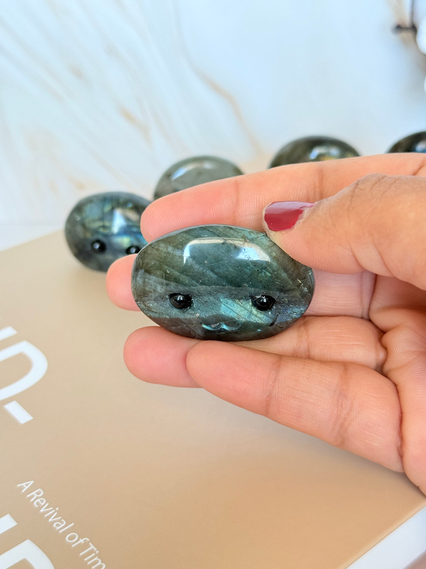 Cute Labradorite Pocket Stone | Smiley Face Crystal | Intuition & Magic