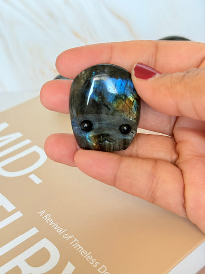 Cute Labradorite Pocket Stone | Smiley Face Crystal | Intuition & Magic