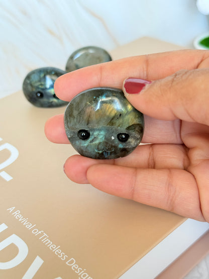 Cute Labradorite Pocket Stone | Smiley Face Crystal | Intuition & Magic
