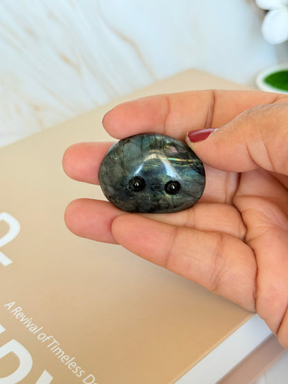 Cute Labradorite Pocket Stone | Smiley Face Crystal | Intuition & Magic