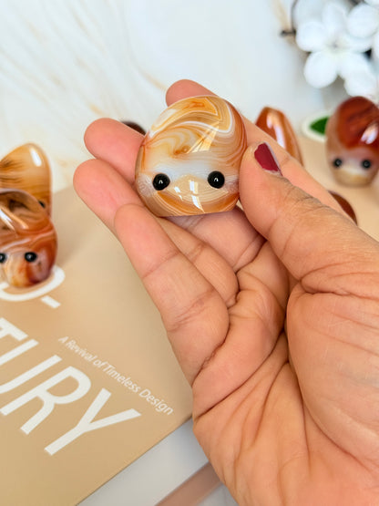 Cute Sardonyx Pocket Stone | Smiley Face Crystal | Strength & Protection