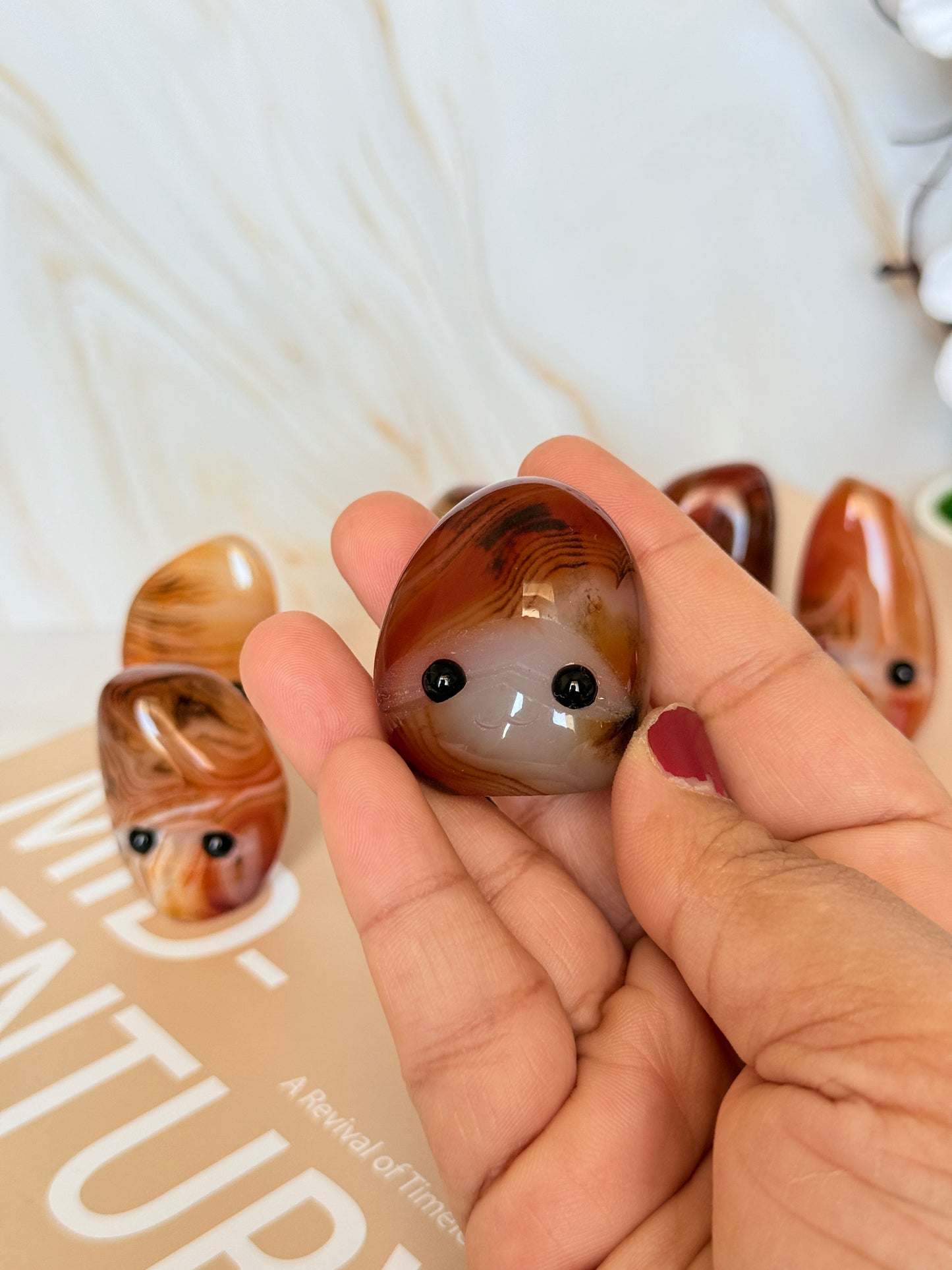 Cute Sardonyx Pocket Stone | Smiley Face Crystal | Strength & Protection