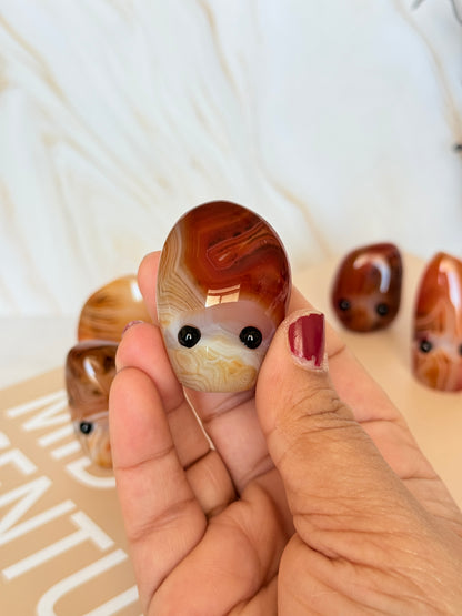 Cute Sardonyx Pocket Stone | Smiley Face Crystal | Strength & Protection
