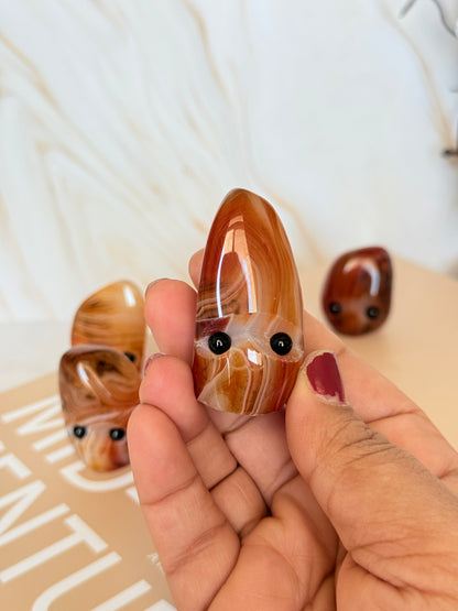 Cute Sardonyx Pocket Stone | Smiley Face Crystal | Strength & Protection