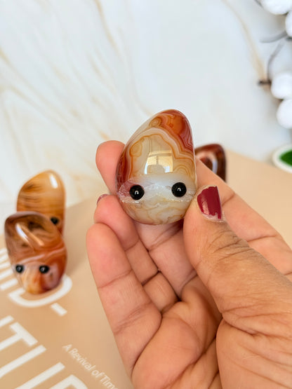 Cute Sardonyx Pocket Stone | Smiley Face Crystal | Strength & Protection