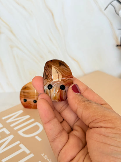 Cute Sardonyx Pocket Stone | Smiley Face Crystal | Strength & Protection