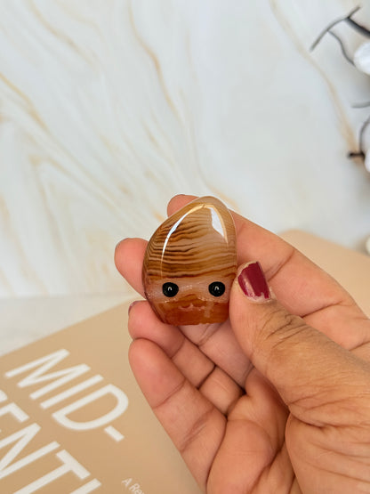 Cute Sardonyx Pocket Stone | Smiley Face Crystal | Strength & Protection