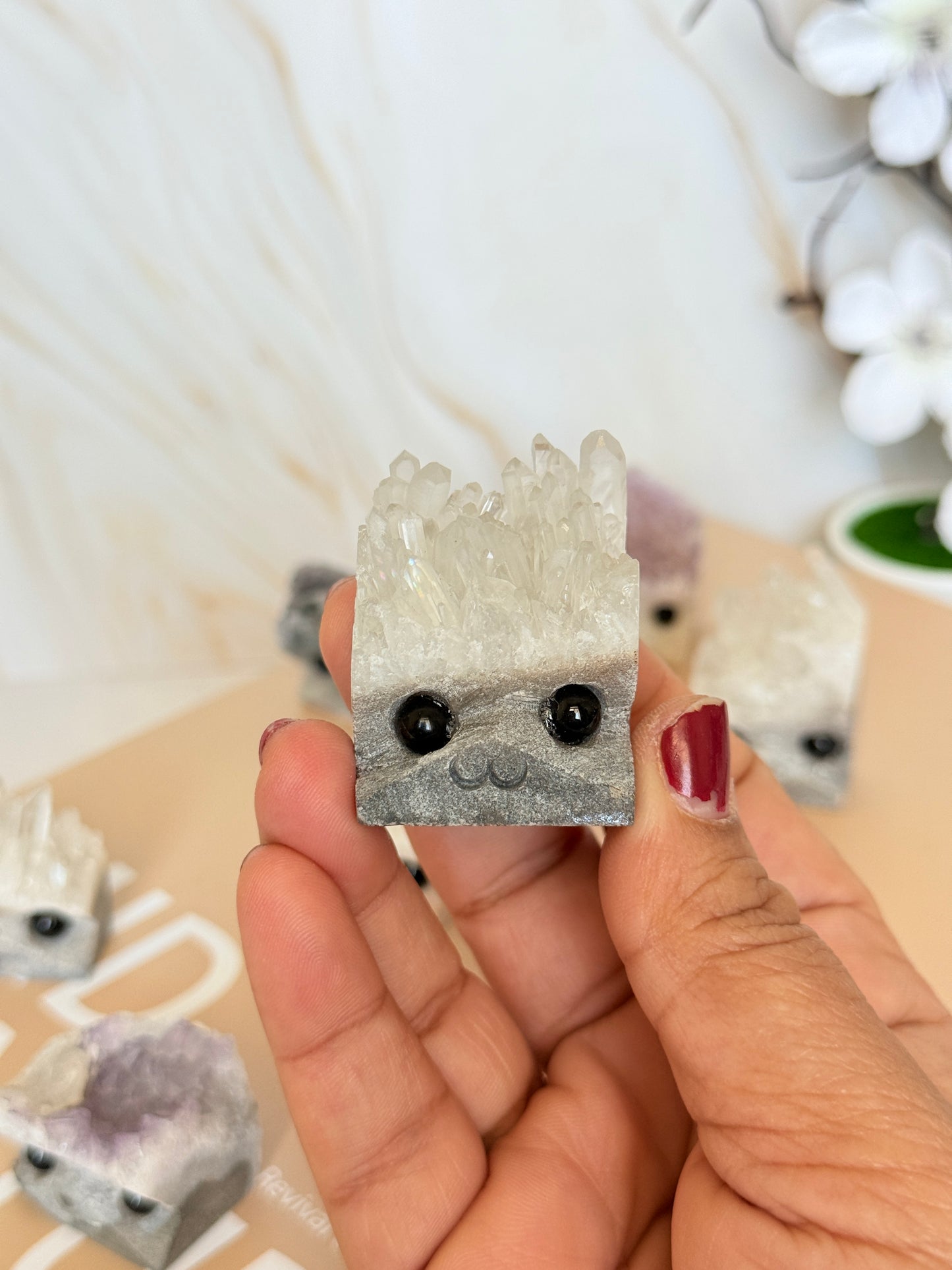 Crystal Cluster Pocket Buddy | Raw Quartz & Amethyst | Cute Crystal Companion