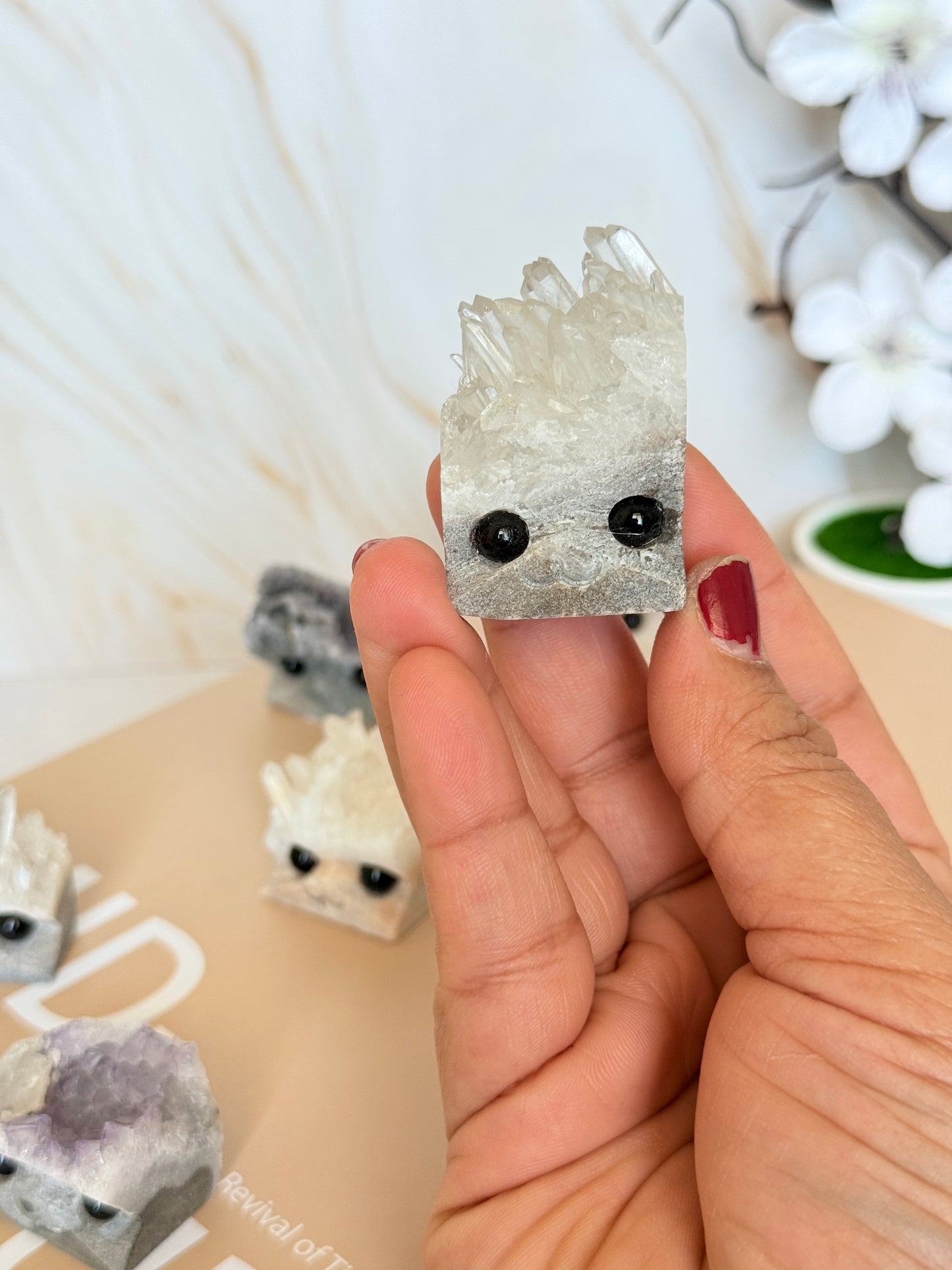 Crystal Cluster Pocket Buddy | Raw Quartz & Amethyst | Cute Crystal Companion