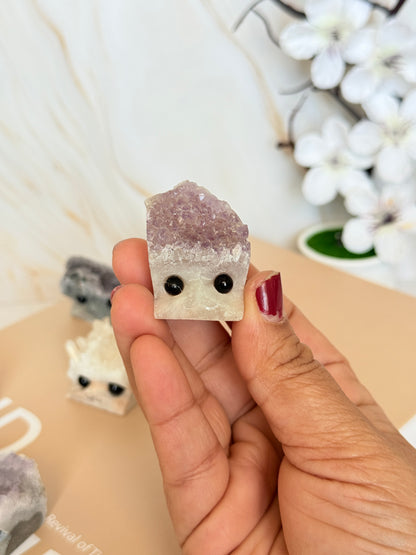 Crystal Cluster Pocket Buddy | Raw Quartz & Amethyst | Cute Crystal Companion