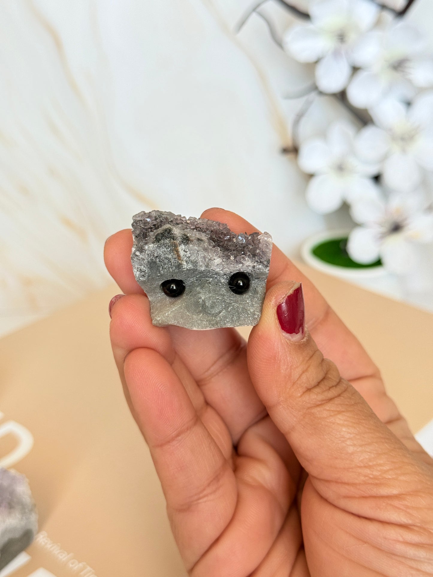 Crystal Cluster Pocket Buddy | Raw Quartz & Amethyst | Cute Crystal Companion