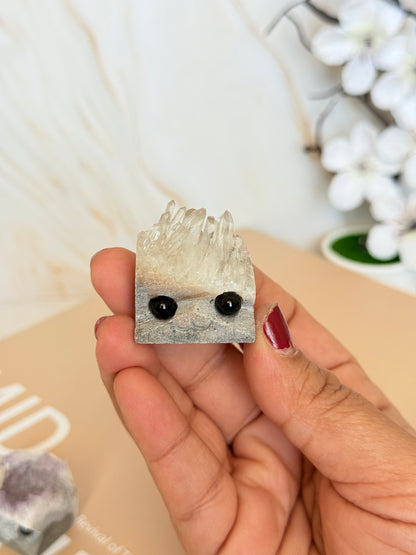 Crystal Cluster Pocket Buddy | Raw Quartz & Amethyst | Cute Crystal Companion
