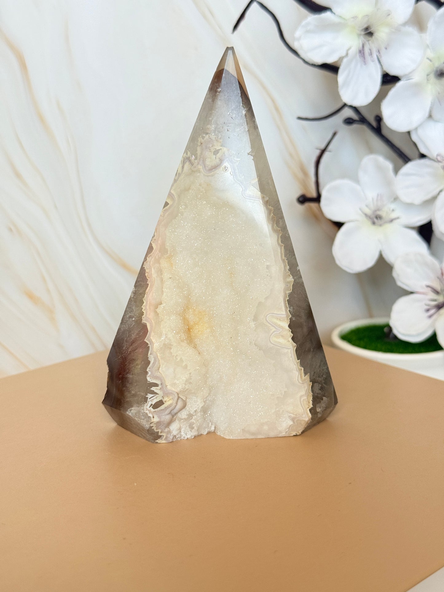 Druzy Agate Point | Natural Crystal Tower | Brazil | 9.5-10.5cm
