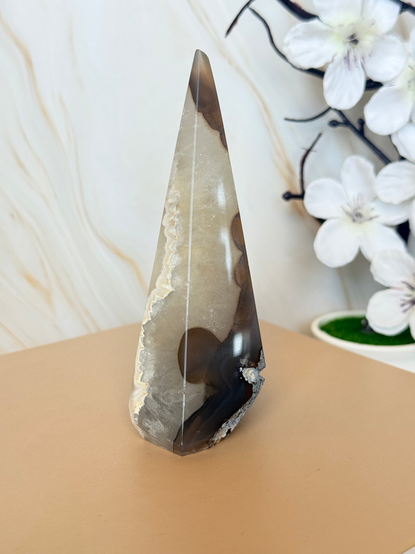 Druzy Agate Point | Natural Crystal Tower | Brazil | 9.5-10.5cm