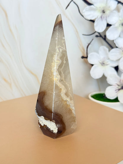 Druzy Agate Point | Natural Crystal Tower | Brazil | 9.5-10.5cm
