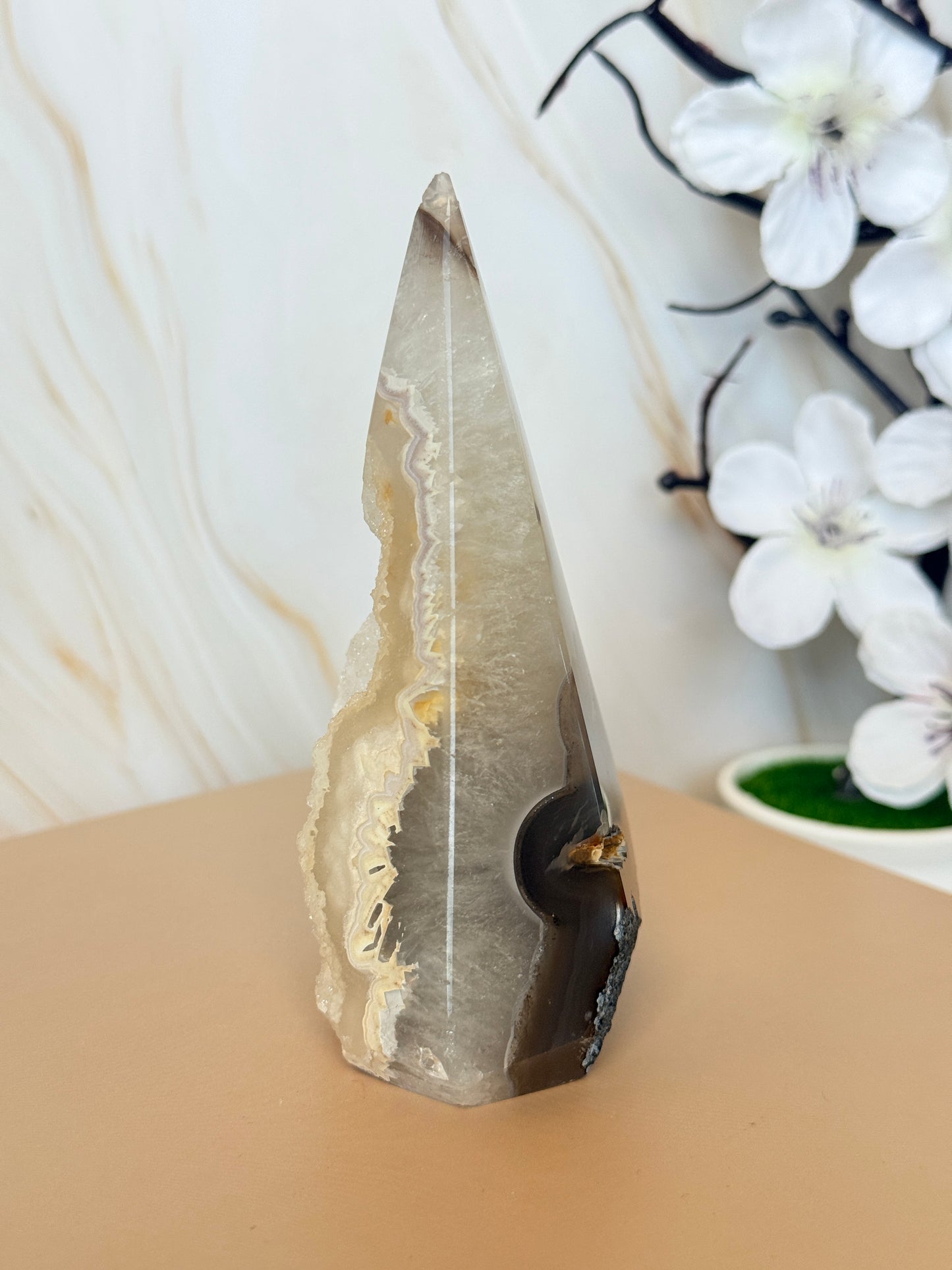 Druzy Agate Point | Natural Crystal Tower | Brazil | 9.5-10.5cm
