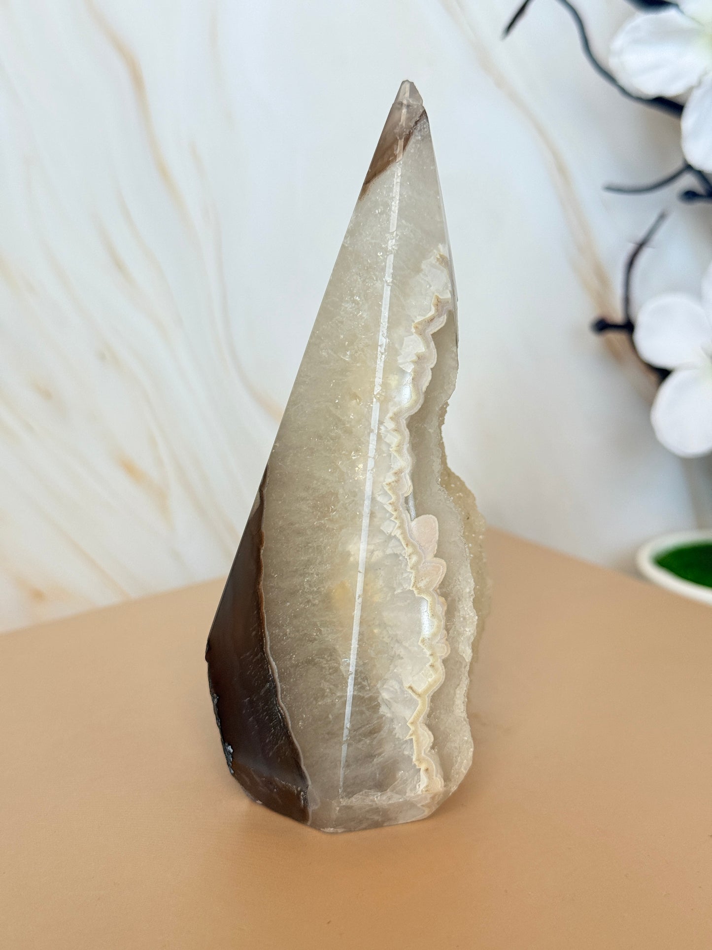 Druzy Agate Point | Natural Crystal Tower | Brazil | 9.5-10.5cm