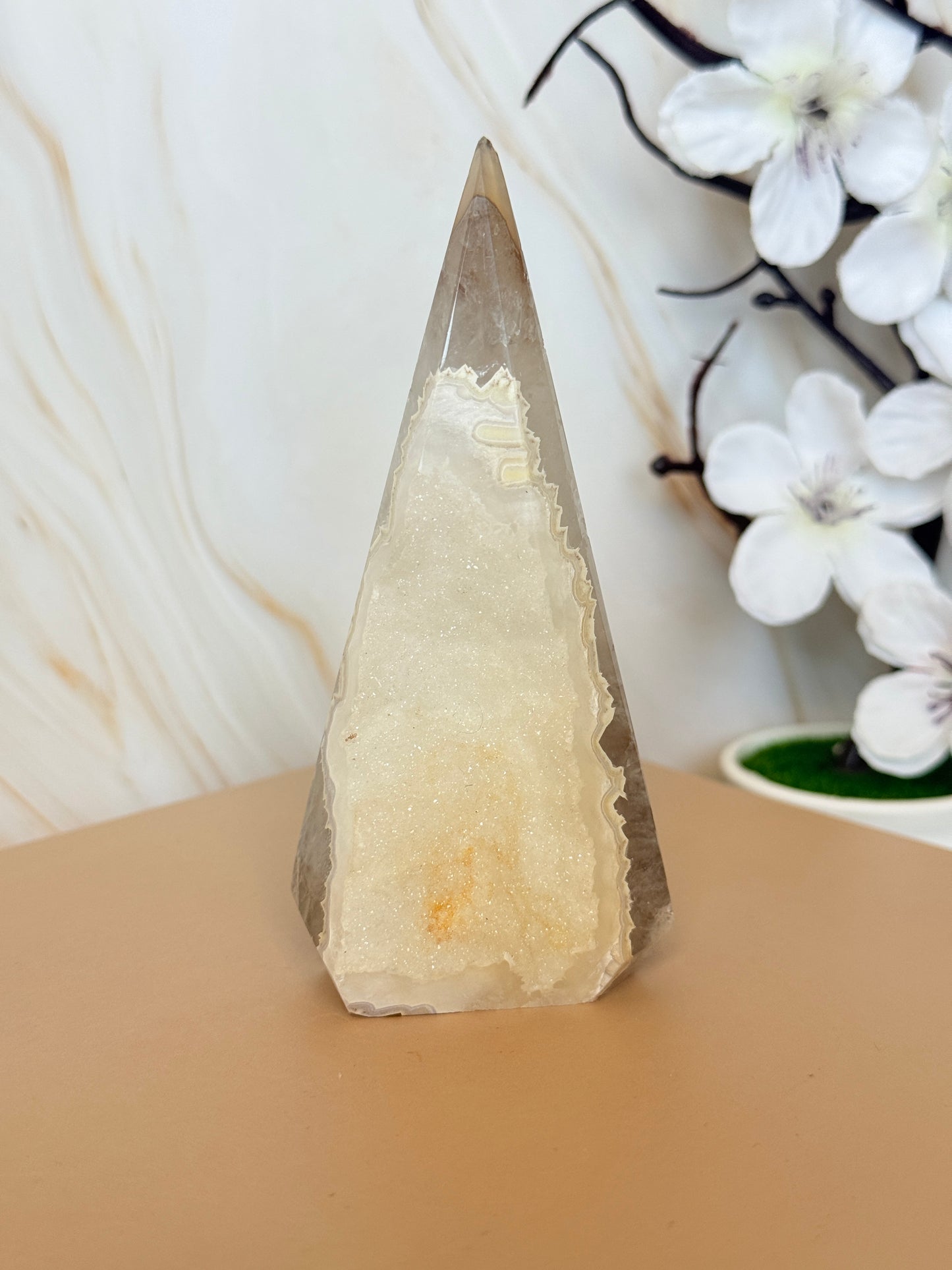 Druzy Agate Point | Natural Crystal Tower | Brazil | 9.5-10.5cm