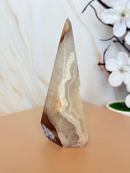 Druzy Agate Point | Natural Crystal Tower | Brazil | 9.5-10.5cm