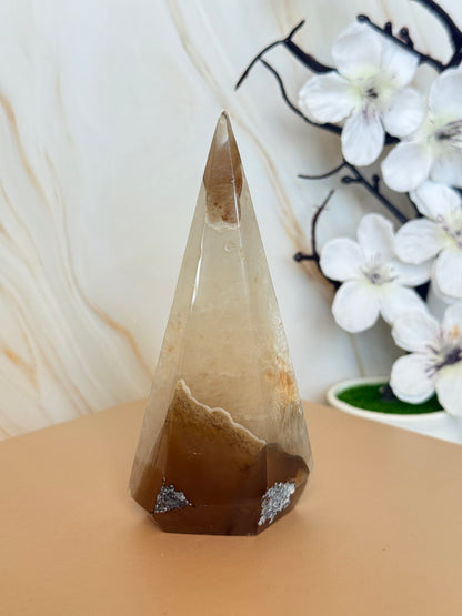 Druzy Agate Point | Natural Crystal Tower | Brazil | 9.5-10.5cm