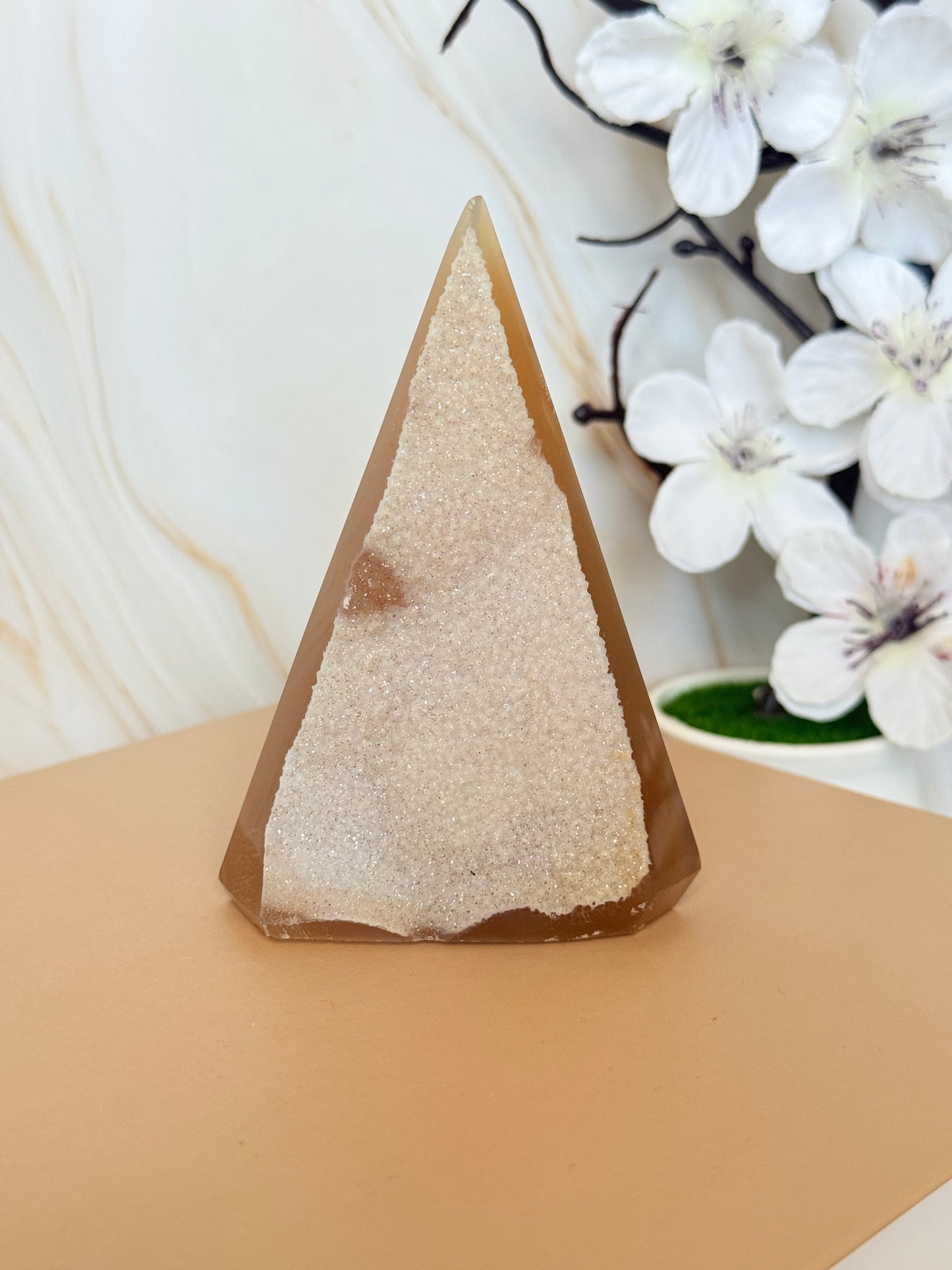 Druzy Agate Point | Natural Crystal Tower | Brazil | 9.5-10.5cm