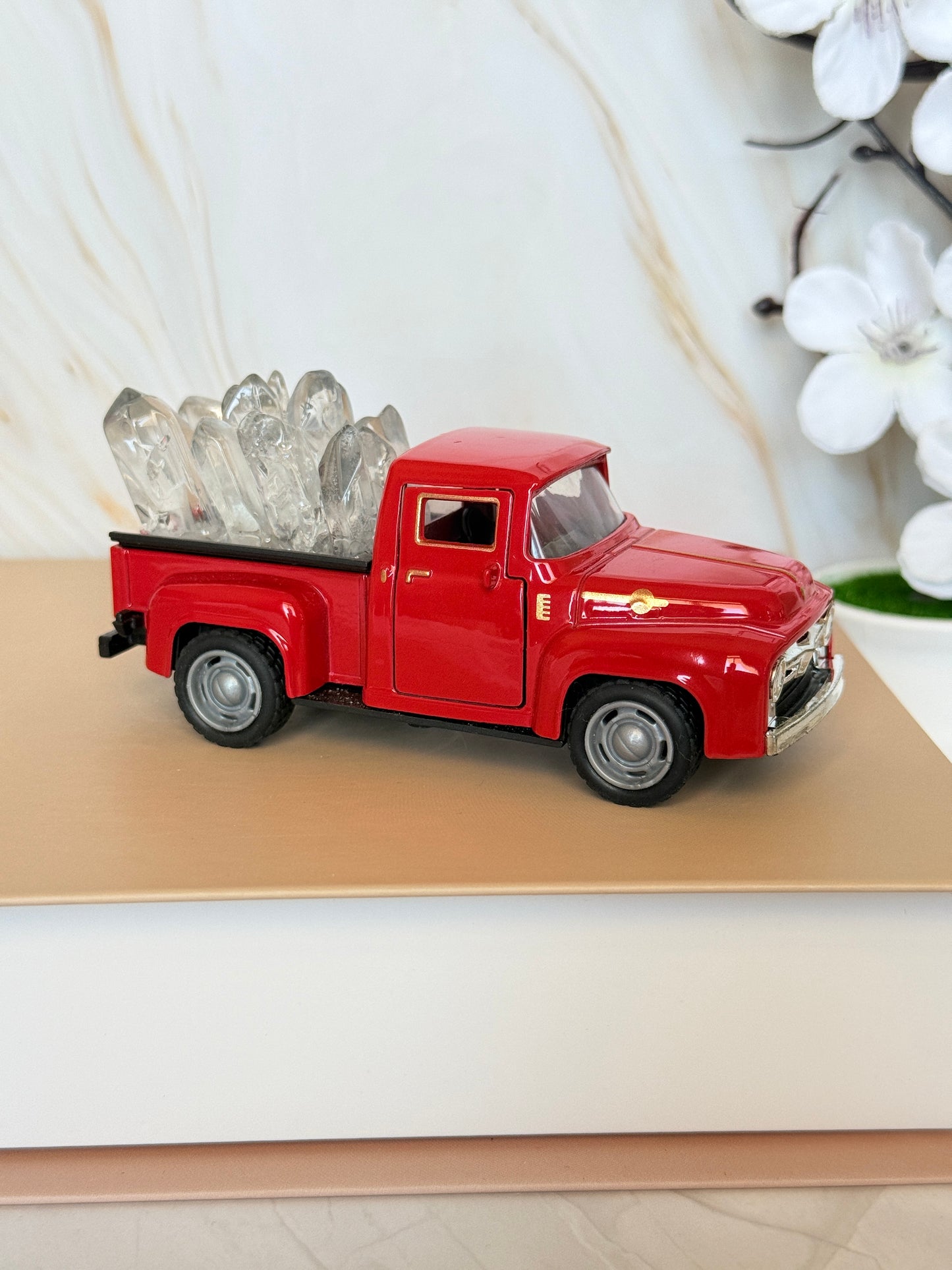 Clear Quartz Crystal Truck | Vintage Pickup Decor | Clarity & Good Vibes