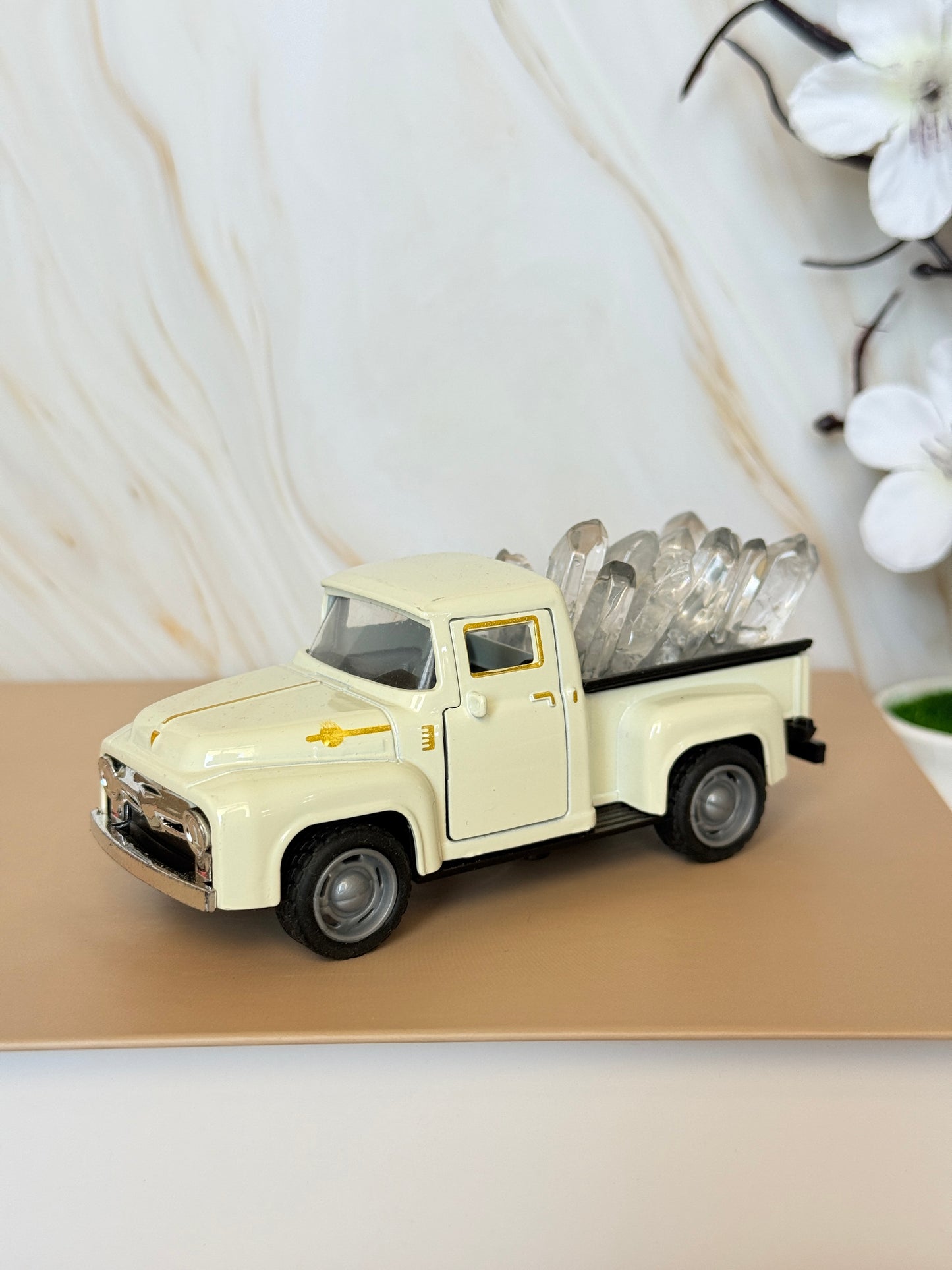 Clear Quartz Crystal Truck | Vintage Pickup Decor | Clarity & Good Vibes