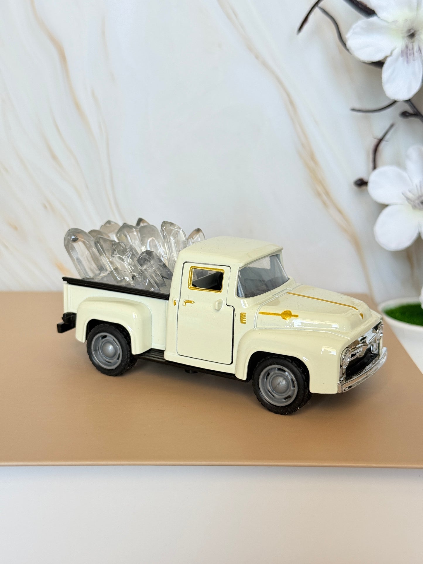 Clear Quartz Crystal Truck | Vintage Pickup Decor | Clarity & Good Vibes