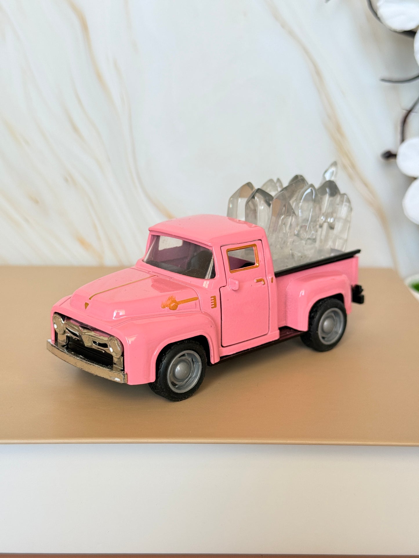 Clear Quartz Crystal Truck | Vintage Pickup Decor | Clarity & Good Vibes