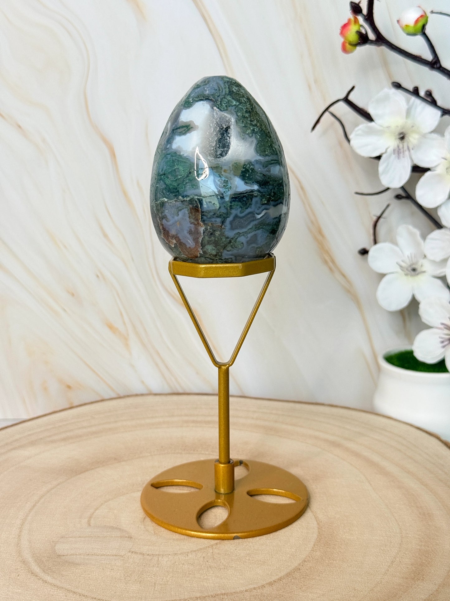 Moss Agate Egg | Natural Crystal Egg | China | One of a Kind