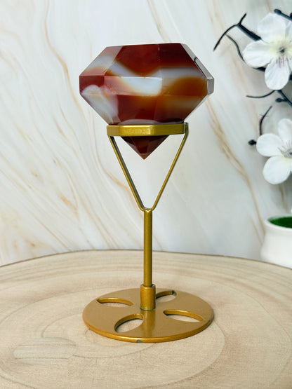 Sardonyx Crystal Diamond | Strength & Courage Carving