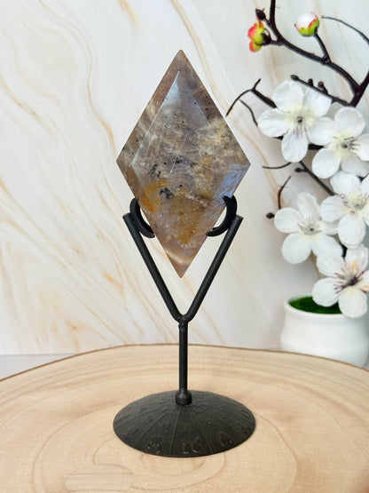 Moonstone Crystal Diamond | Intuition & New Beginnings | Blue Flash
