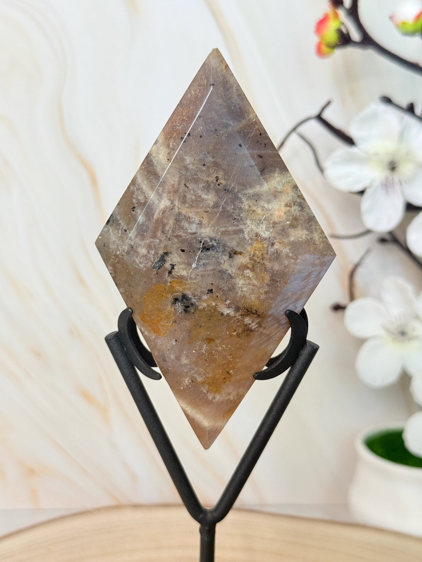 Moonstone Crystal Diamond | Intuition & New Beginnings | Blue Flash