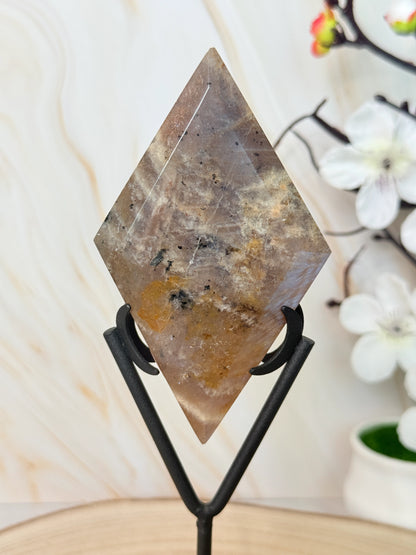 Moonstone Crystal Diamond | Intuition & New Beginnings | Blue Flash